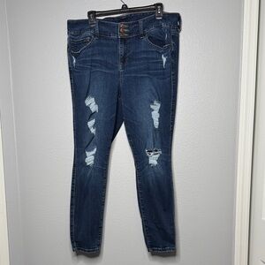 Torrid Dark Blue Distressed Skinny Jeans size 16R